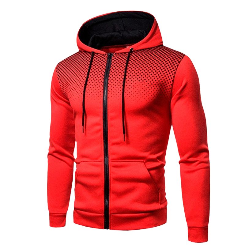 Men's Trendy Zipper Lightweight Windbreaker Varsity Jackets Casual Coat - Red
