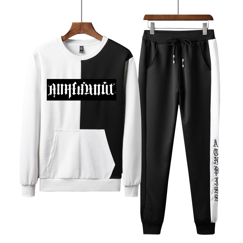 2 In 1 Men's Tracksuit Set Jogger Sweatpants Sport Suit White
