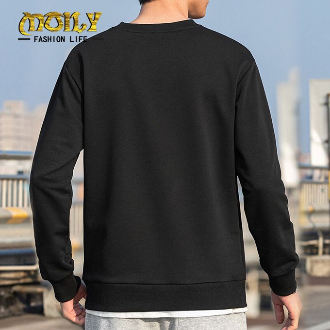 Men's Casual Sports Round Neck Sweatshirt T-shirt - Black