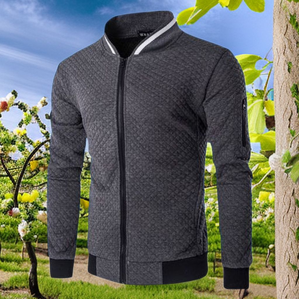 Men's Casual Windbreak Lightweight Blazer Jacket & Coats - Dark Gray