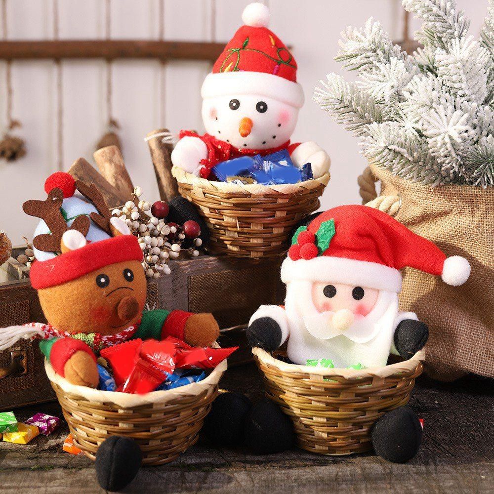 Christmas Candy Basket Storage Container Decoration Santa