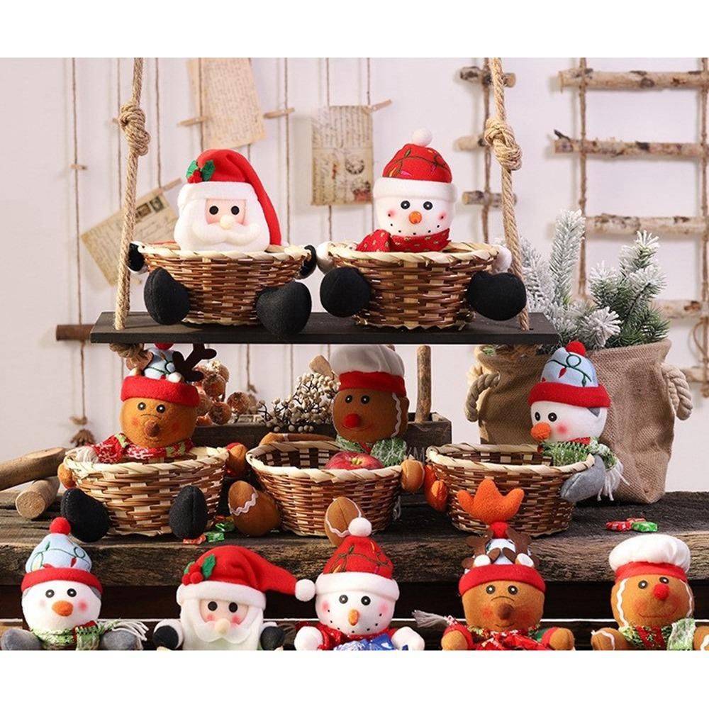 Christmas Candy Basket Storage Container Decoration Santa