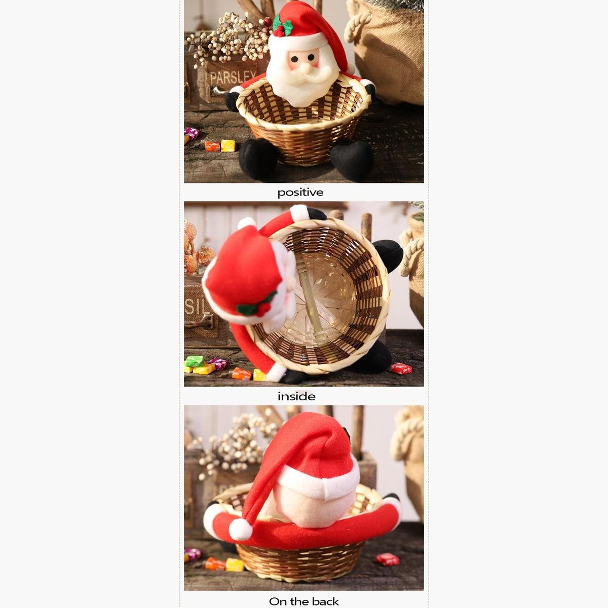 Christmas Candy Basket Storage Container Decoration Santa