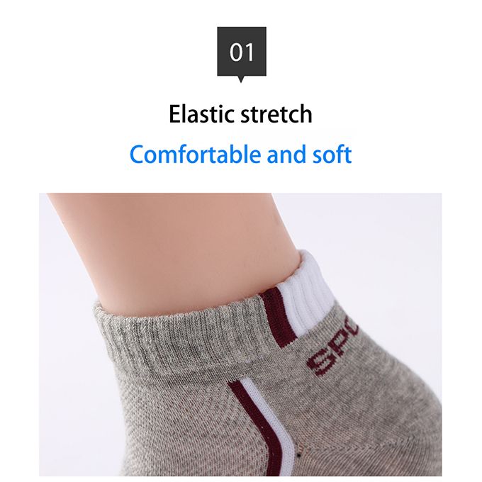 5 Pairs - Men's Cotton  Mesh Breathable Sports Ankle Socks