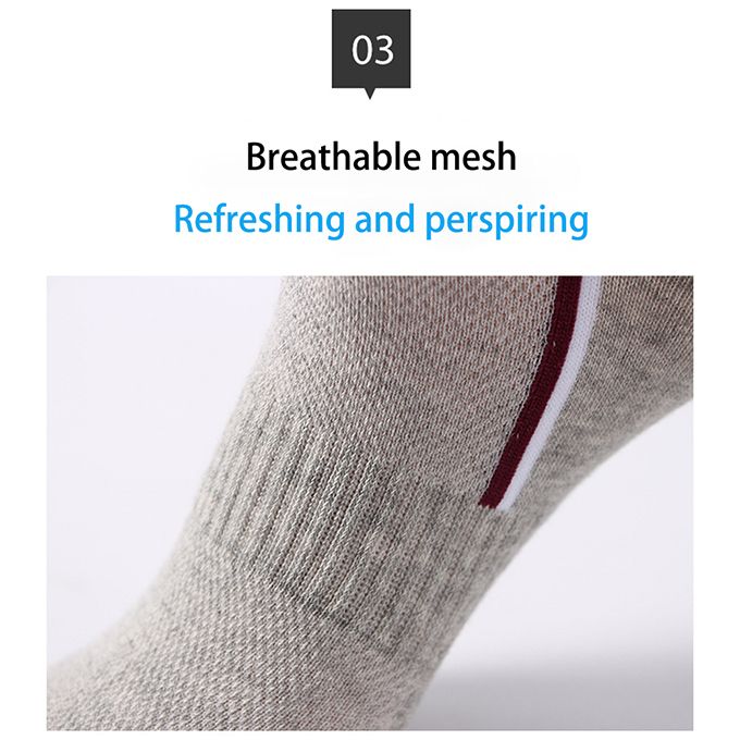 5 Pairs - Men's Cotton  Mesh Breathable Sports Ankle Socks