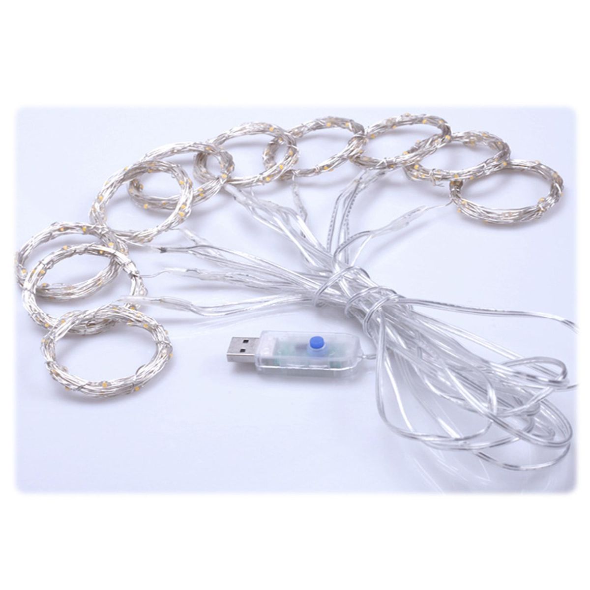 10 X 3FT 100LEDs Curtain String Lights Curtain Fairy Lights Christmas Decorative Hanging Lights Copper Wire Waterfall Lights with 8 Lights Modes Remote Control for Wedding Party Home