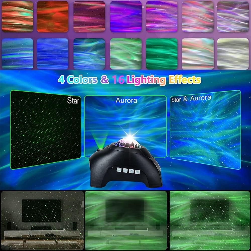 Aurora Projector Star Projector Galaxy Night Light Northern Light Projection Rotate LED Lamp BT Music Speaker Bedroom Decor Gift