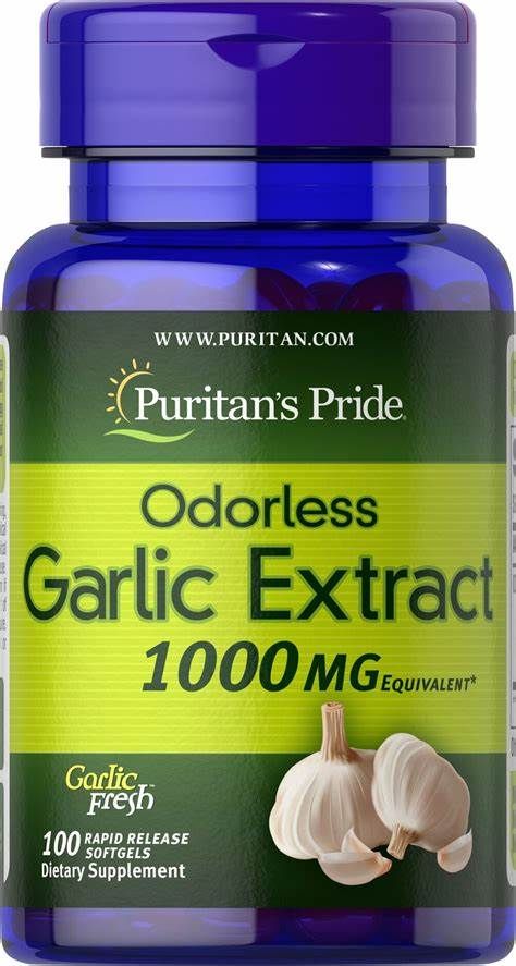 Garlic Extract 1000mg, 100 Softgels (Odorless)