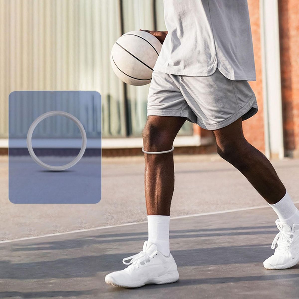 2Pcs Patella Knee Joint Bands Fine Patella Bands Basketball Knee Force Belts Light Grey