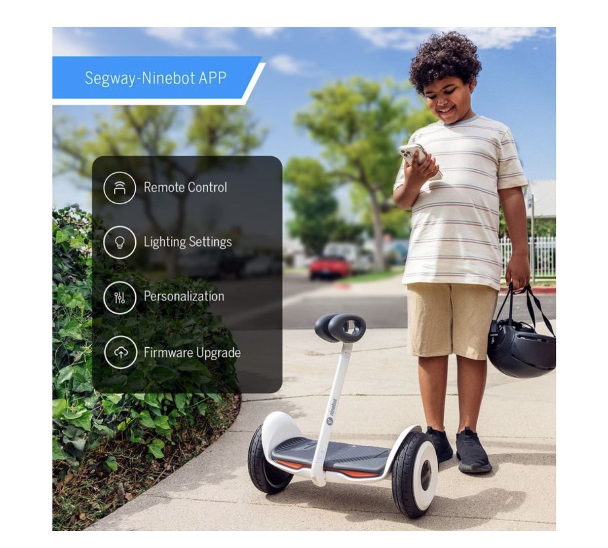 Segway Ninebot S Kids, Smart Self-Balancing Electric Scooter With LED Light, Designed For Children, White