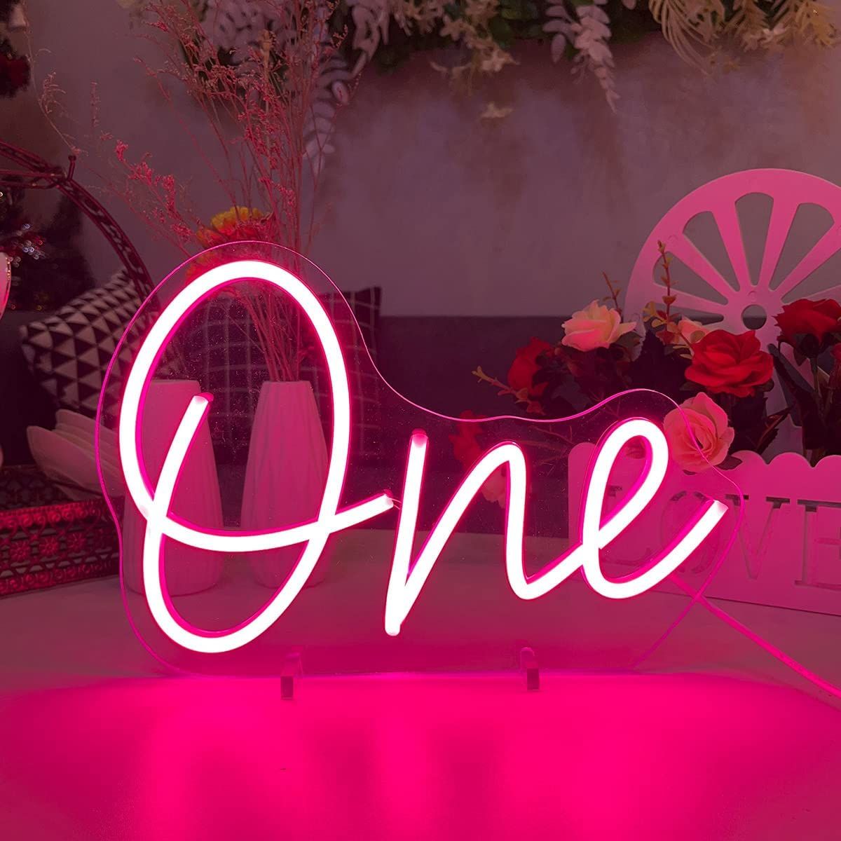 USB Room Decoration Neon Lights Desk Lamp-28.8×19.6CM-Warm Pink