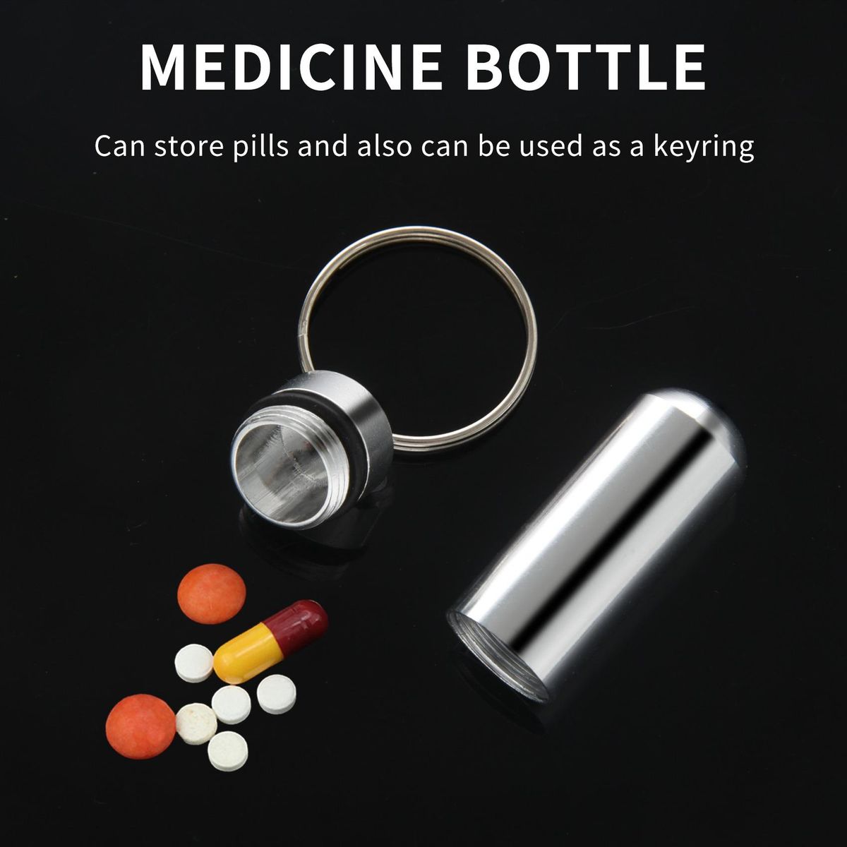 Silver Pill Medicine Box Case Holder Container Capsule