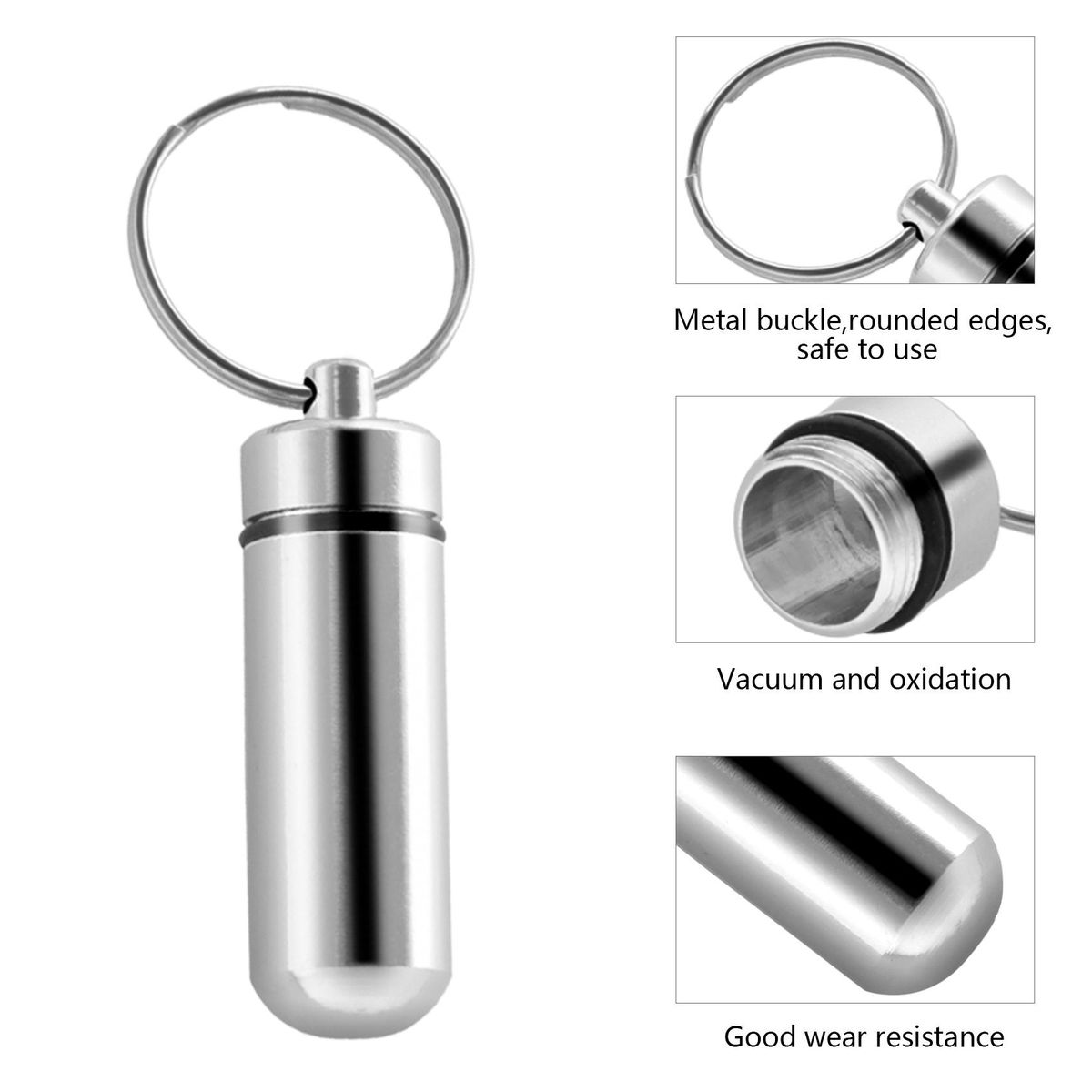 Silver Pill Medicine Box Case Holder Container Capsule
