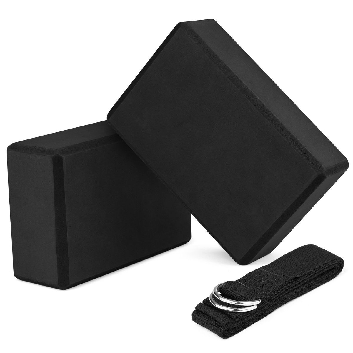 2 Pack Yoga Blocks And Yoga Strap Set Non-Slip EVA Foam