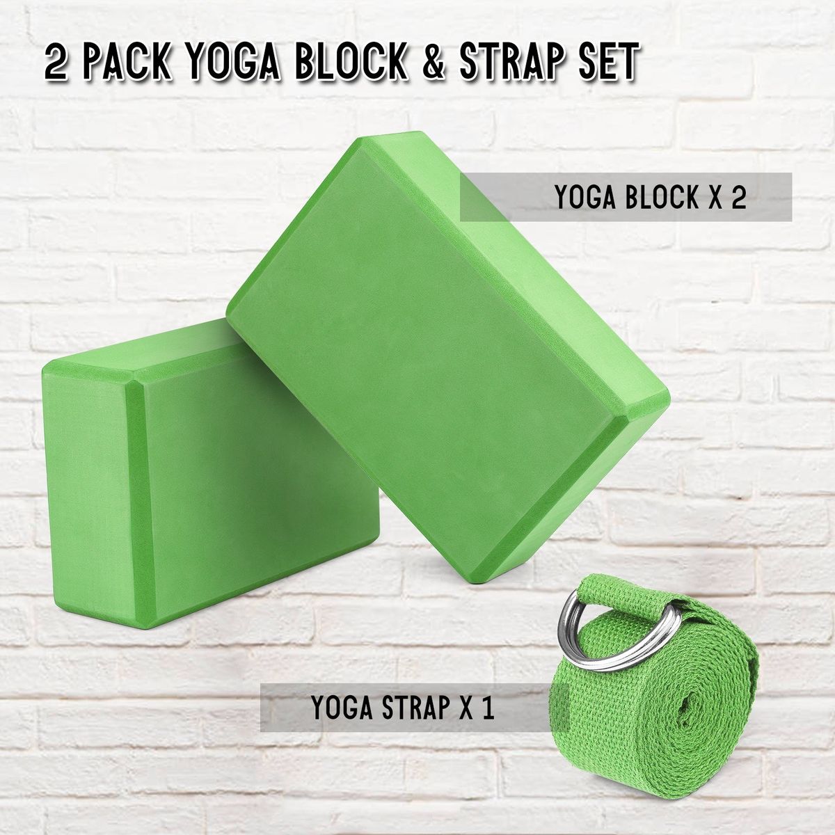 2 Pack Yoga Blocks And Yoga Strap Set Non-Slip EVA Foam