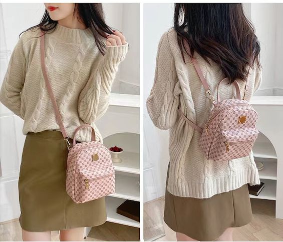 Women's PU Leather Shoulder Mini Small Backpack