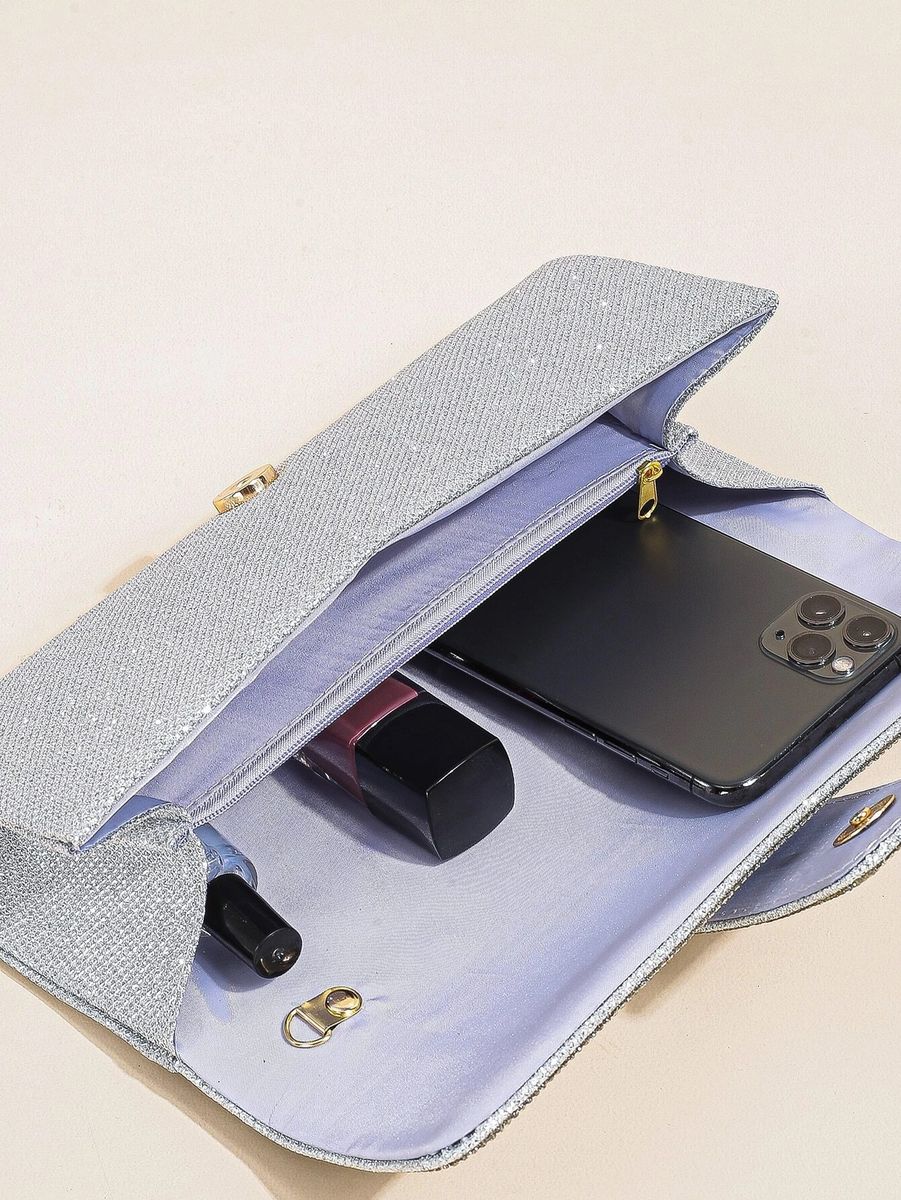 Trendy Bridal Clutch Purse - Fashion Handbag Silver Purse