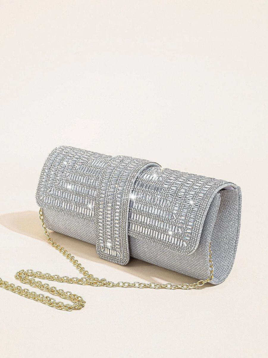 Trendy Bridal Clutch Purse - Fashion Handbag Silver Purse