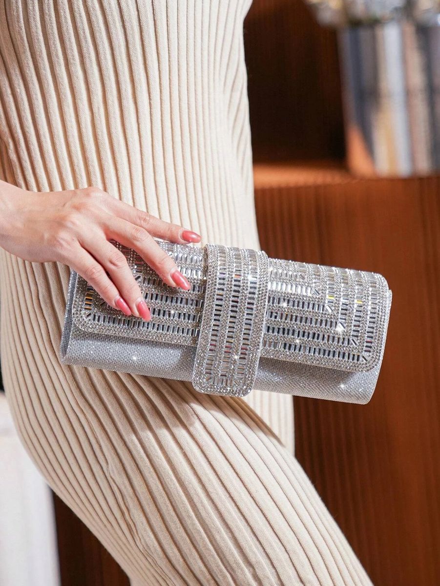 Trendy Bridal Clutch Purse - Fashion Handbag Silver Purse