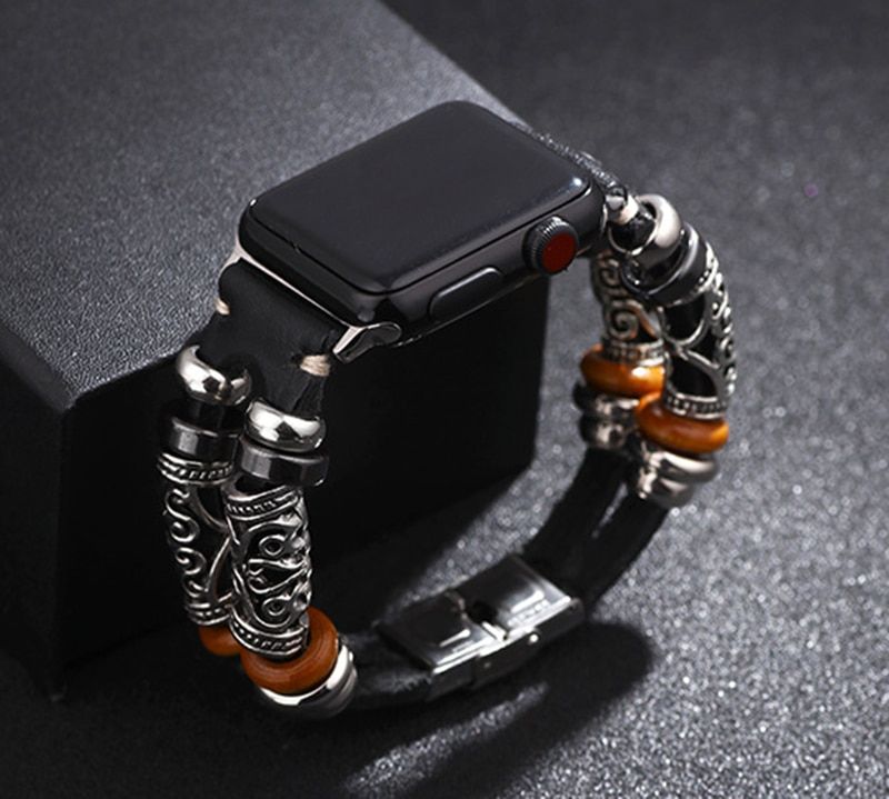 DIY Vintage Braided Strap For Apple Watch Series 5 4 3 2 Handmade Genuine Leather Strap ,for 40 Mm 42mm 44 Mm Iphone Watch Band