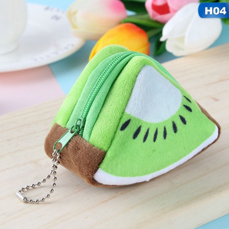 Cute Fruit Wallet Gift Plush Coin Purse Female Bag(Kiwi)
