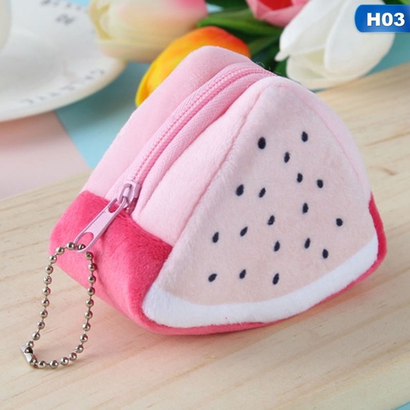 Cute Fruit Wallet Gift Plush Coin Purse Female Bag(Kiwi)