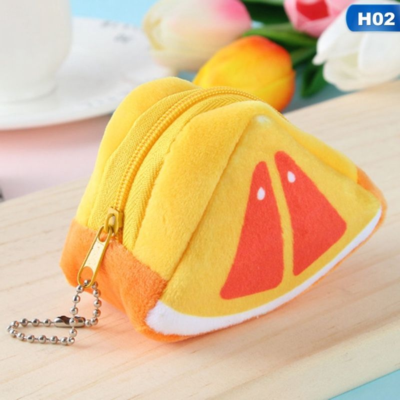 Cute Fruit Wallet Gift Plush Coin Purse Female Bag(Kiwi)