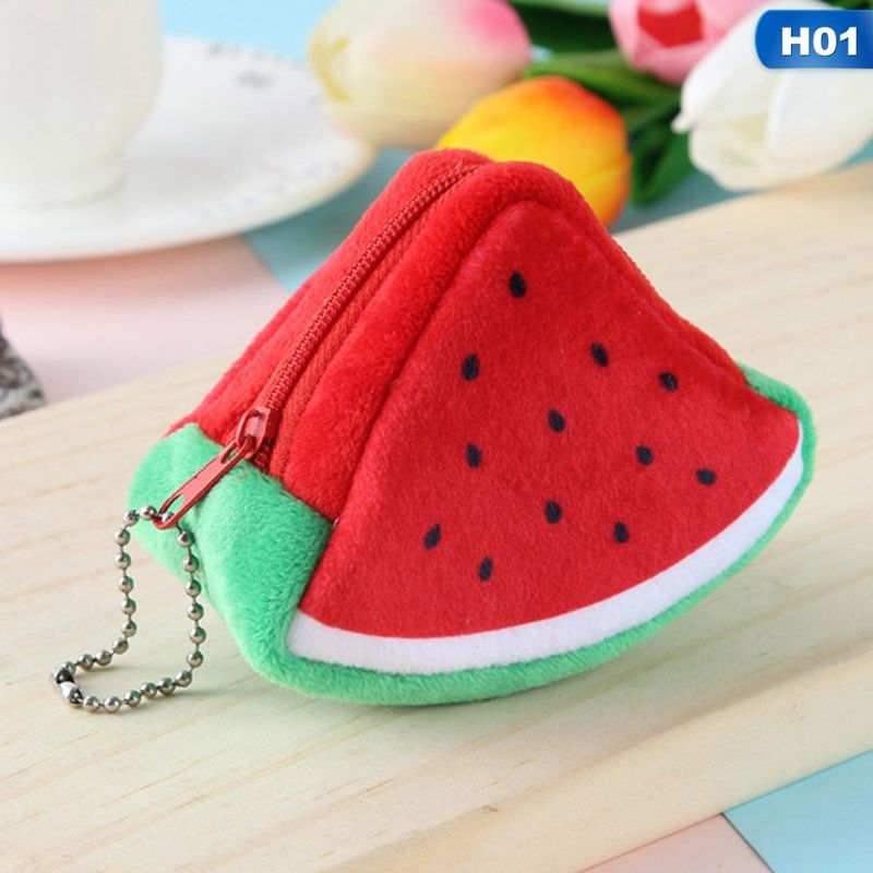 Cute Fruit Wallet Gift Plush Coin Purse Female Bag(Kiwi)