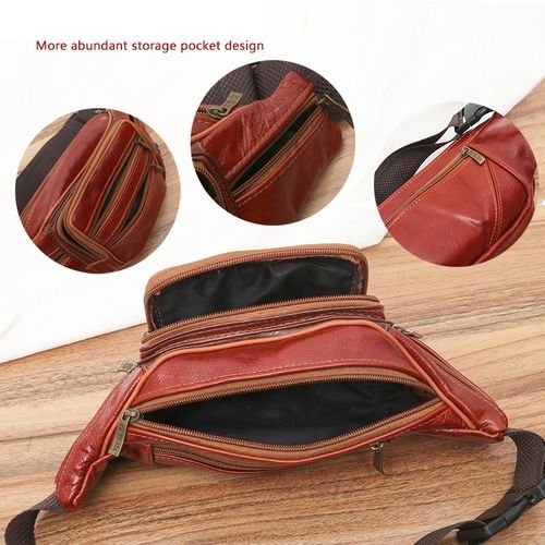 Men's Leather Belt Bag Mobile Phone Bag (light Brown)