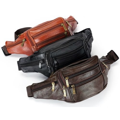 Men's Leather Belt Bag Mobile Phone Bag (light Brown)