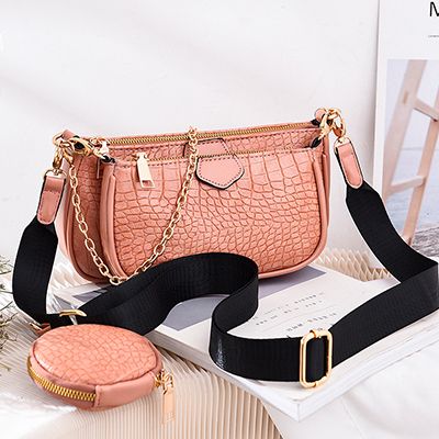 Crocodile Pattern Women's Shoulder Bag Designer 3 Pcs/set Chain Pajama Sets