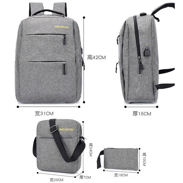 3 In 1 Backpack Laptop Bag School Bag Wallet With USB