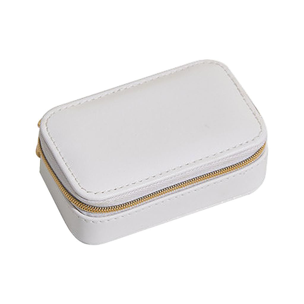 Portable Jewelry Box Bag PU Leather Display Storage White