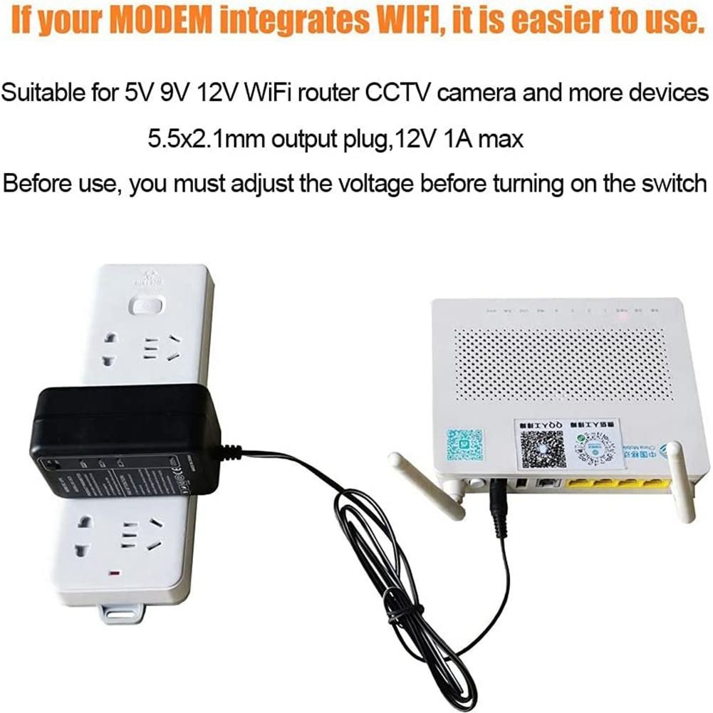Rechargeable 5000MAh 5V 9V 12V UPS Uninterrupted Power Supply 55X21Mm Output for WiFi Router LED US Plug