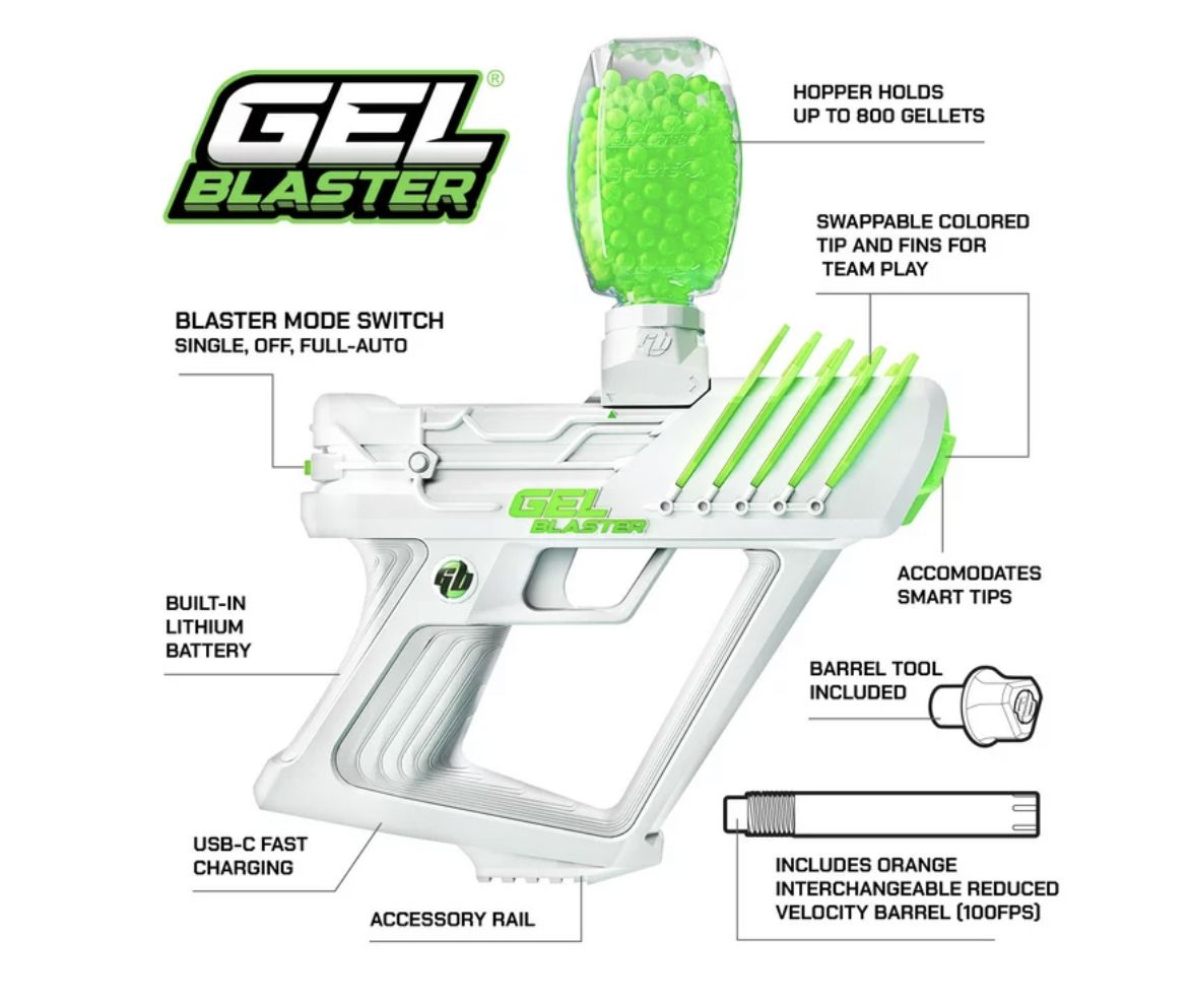 Gel Blaster SURGE, Electric Green, Water-Based Gellet Blaster With 10,000 Electric Green Gellet Pack