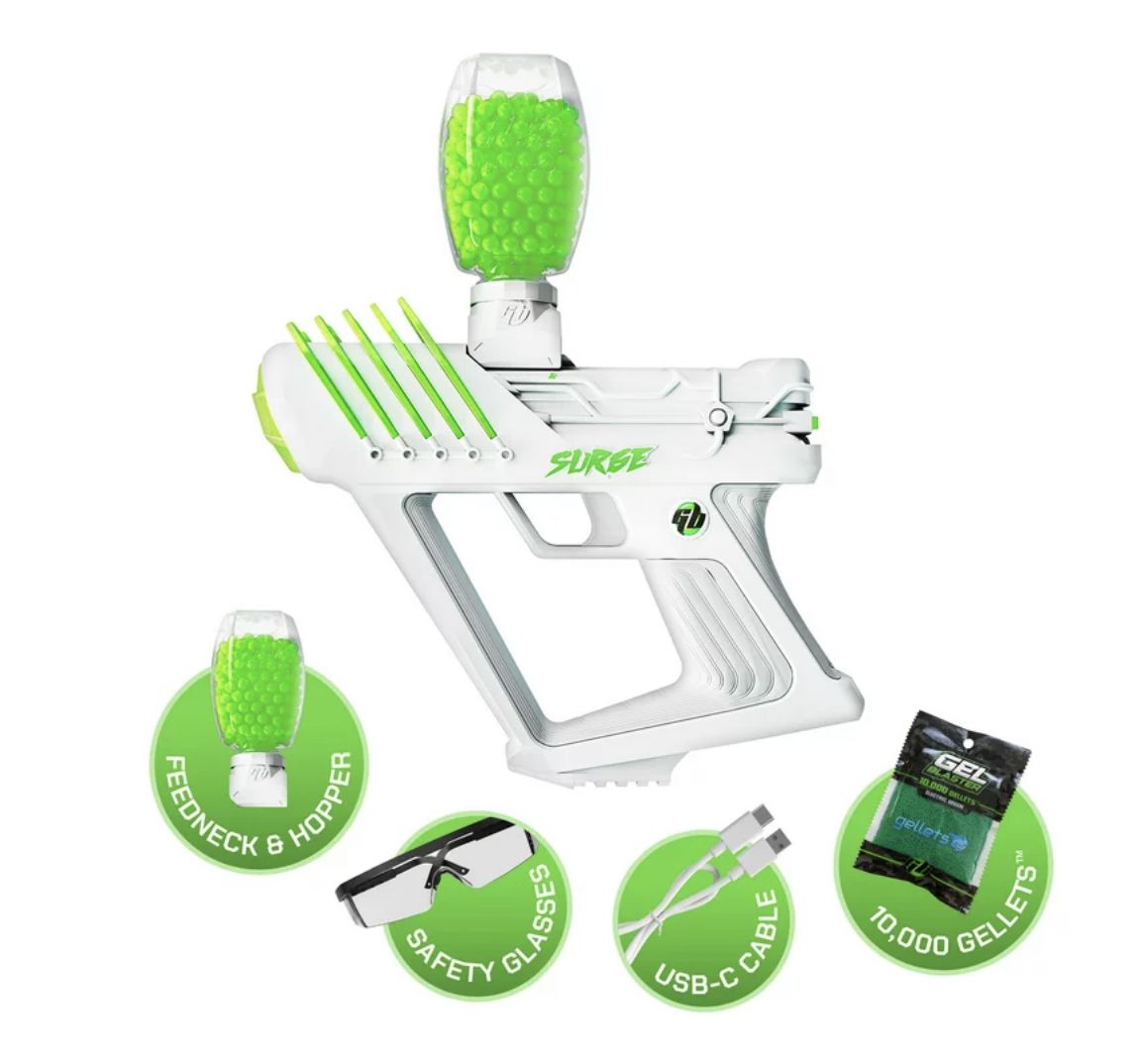 Gel Blaster SURGE, Electric Green, Water-Based Gellet Blaster With 10,000 Electric Green Gellet Pack