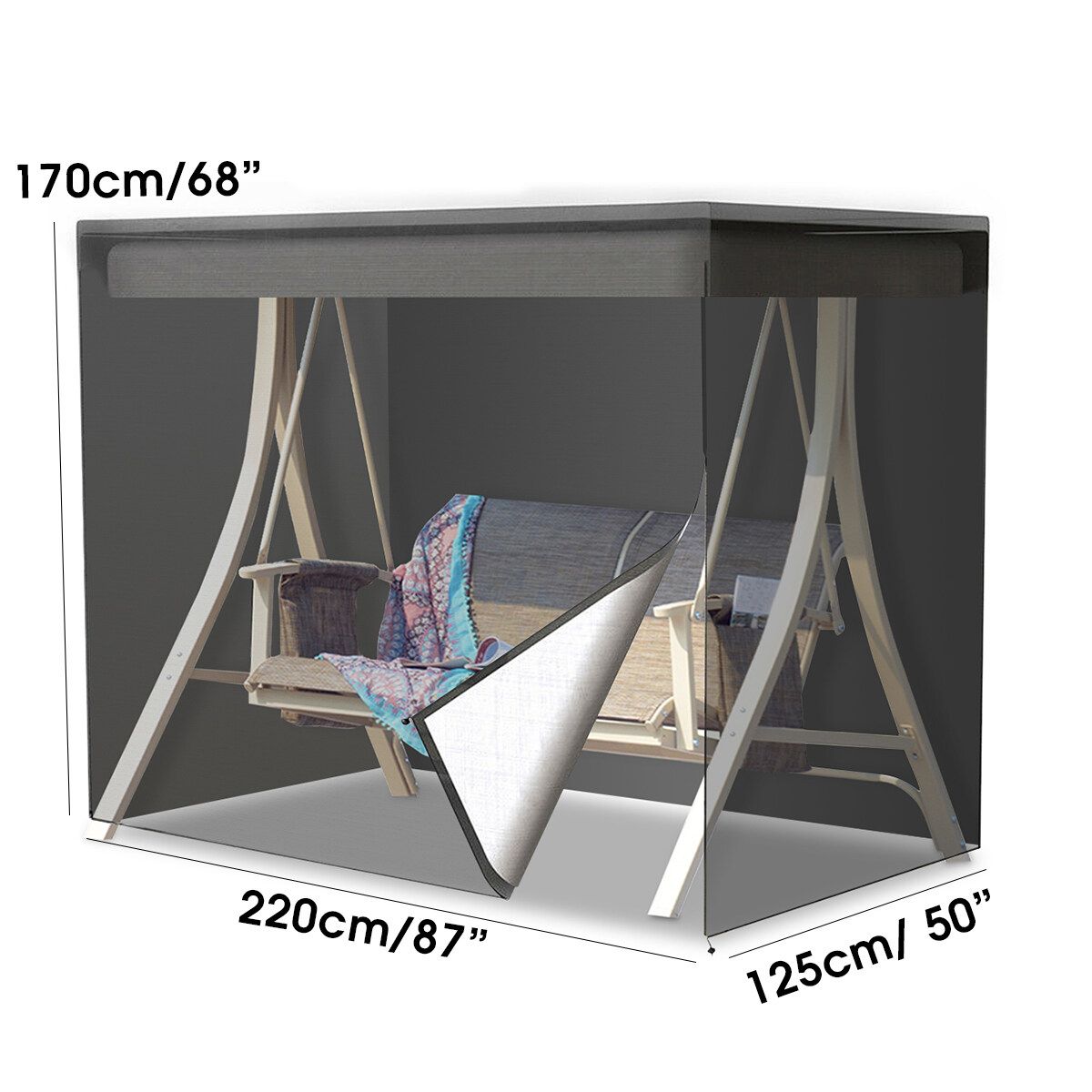3 Seater Canopy Swing Seat Hanging Chair Cover Garden Patio Hammock Protector