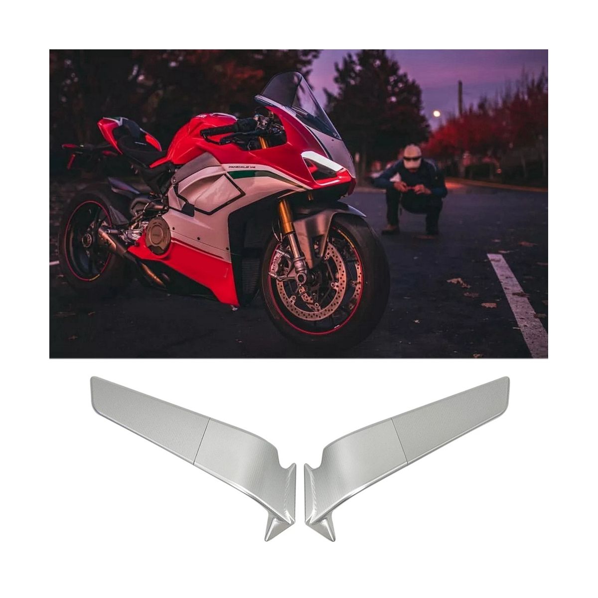 Motorcycle Side Rear View Adjustable Rotating Windwing for