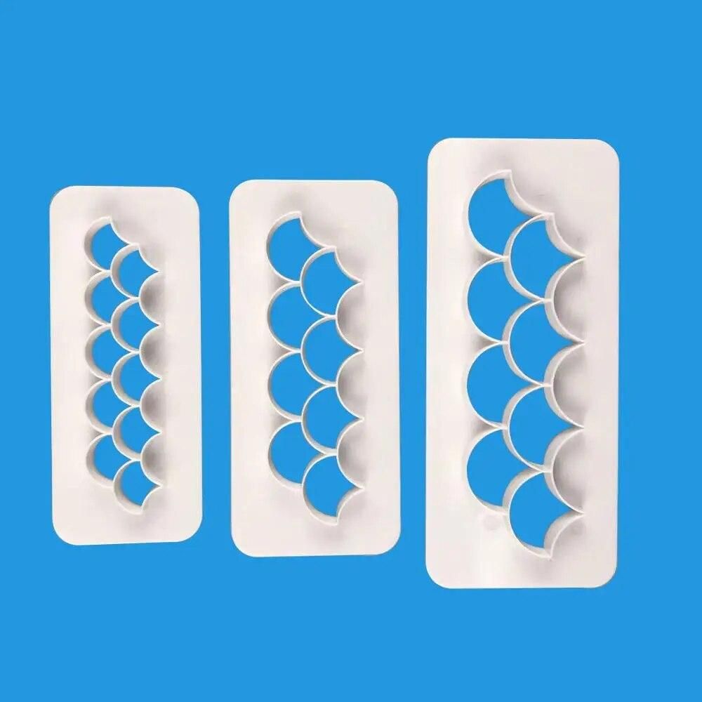 3Pcs/Set Fish Scale Pastry Decorating Easy Clean Baking Kitchen Geometry Fondant Cake Mold Tool Food Grade Plastic Cookie Cutter