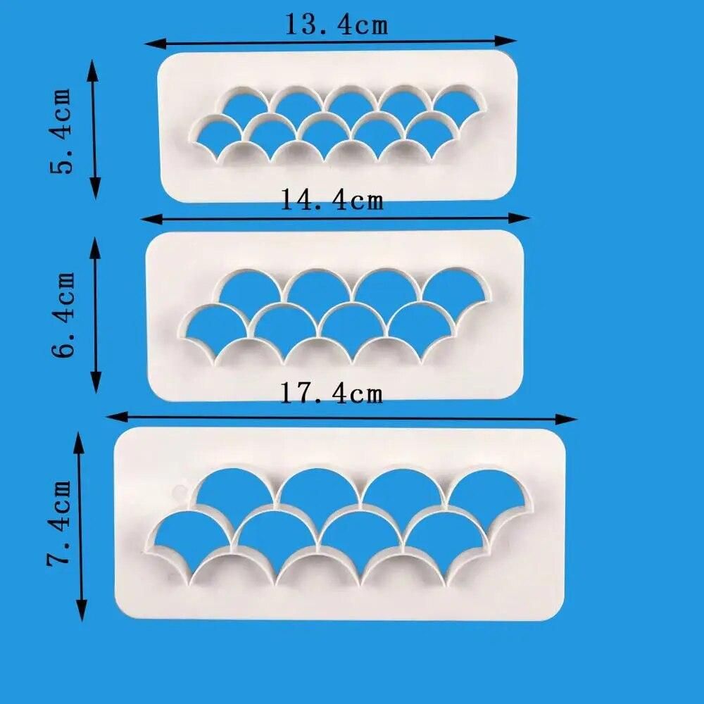 3Pcs/Set Fish Scale Pastry Decorating Easy Clean Baking Kitchen Geometry Fondant Cake Mold Tool Food Grade Plastic Cookie Cutter