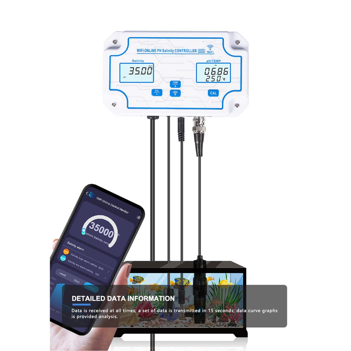 3-in-1 PH/Salinity/TEMP Water Quality Detector