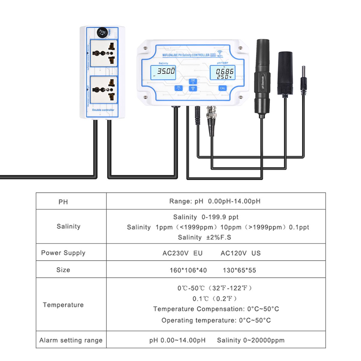 3-in-1 PH/Salinity/TEMP Water Quality Detector