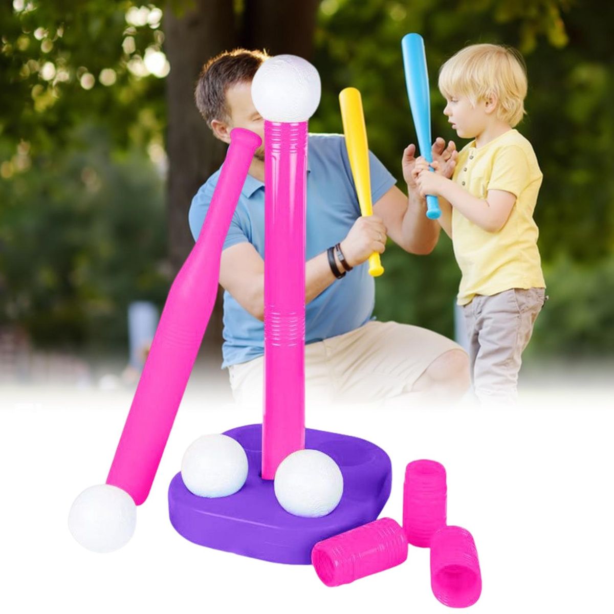 1 Set Plastic Baseball Bat Outside Boys Girls T-Ball Games Sets Purple