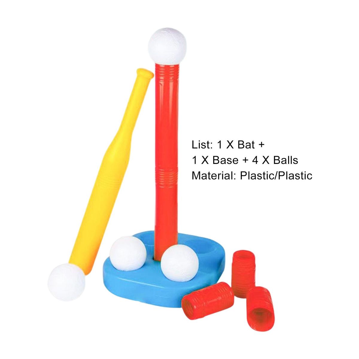 1 Set Plastic Baseball Bat Outside Boys Girls T-Ball Games Sets Red