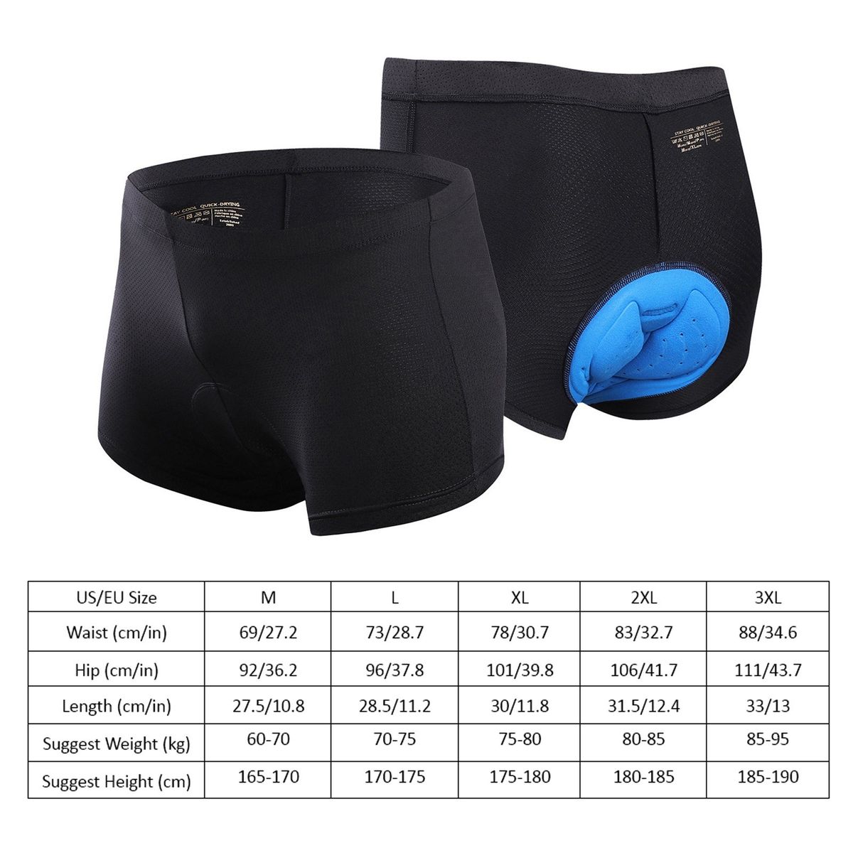 Men/Women Cycling Underwear Shorts 3D Padding Bicycle Bike
