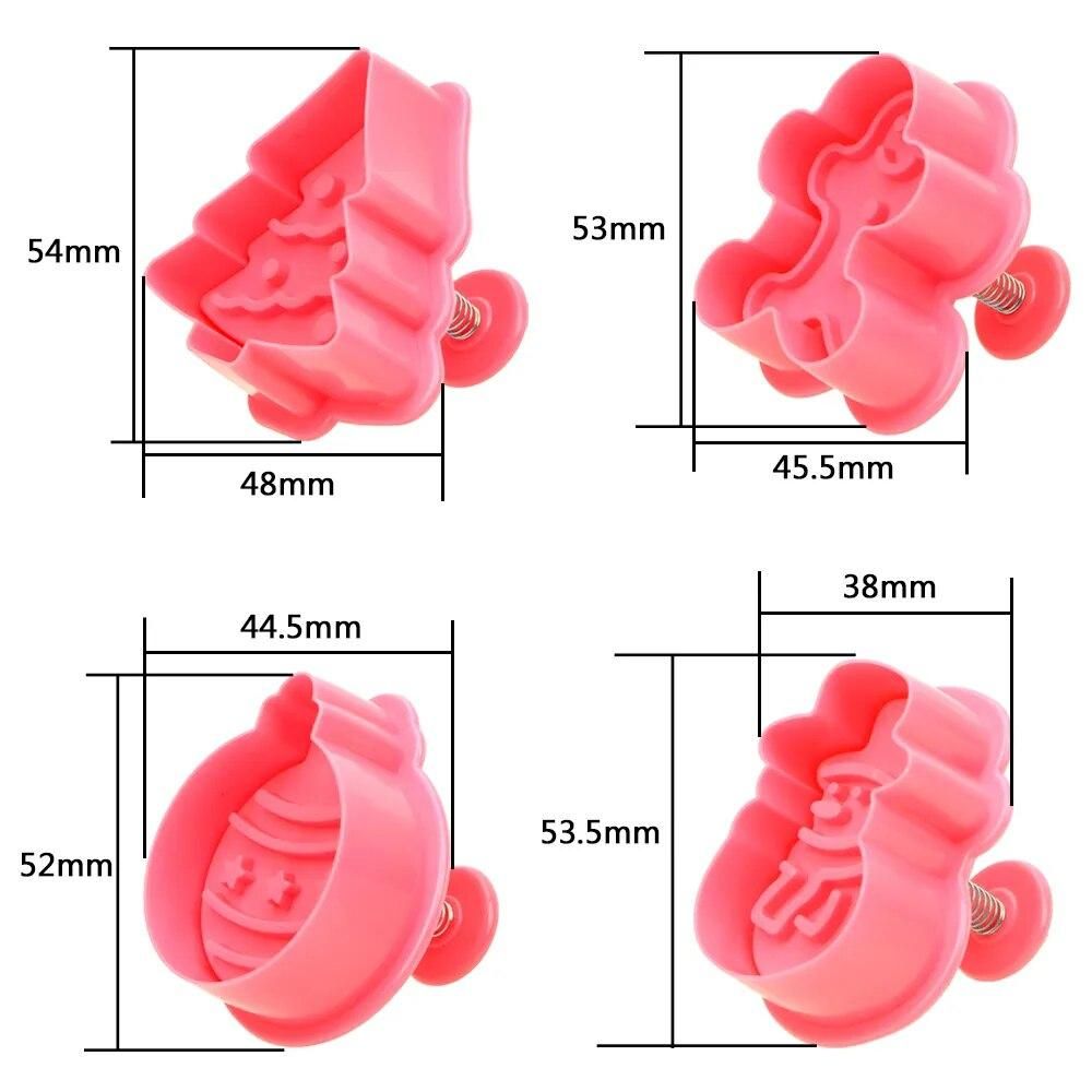 Baking Utensils Chocolate Biscuits Gadgets Cute 3D Cake Mold 4Pcs/set Fondant Biscuit Mold Christmas Tree Snowman