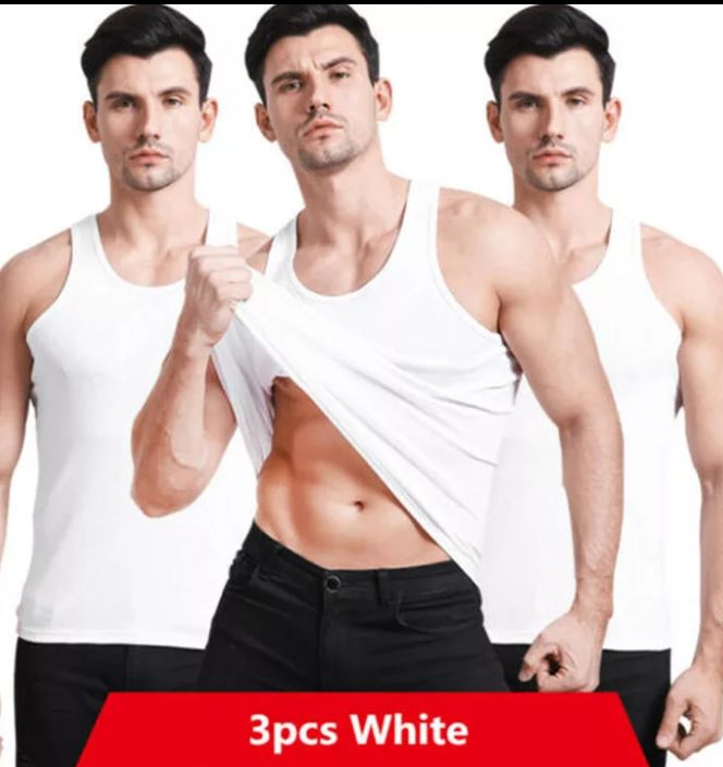 3Pcs Original Cotton Singlets For Men: White
