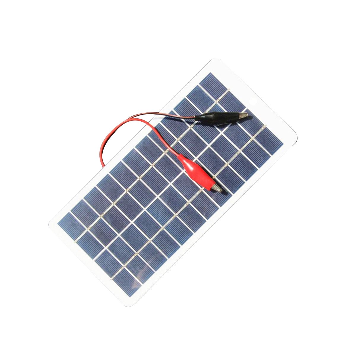 5W 12V Polysilicon Solar Panel Outdoor Portable Waterproof Charging Panel with Clips Can Charge 9-12V Battery