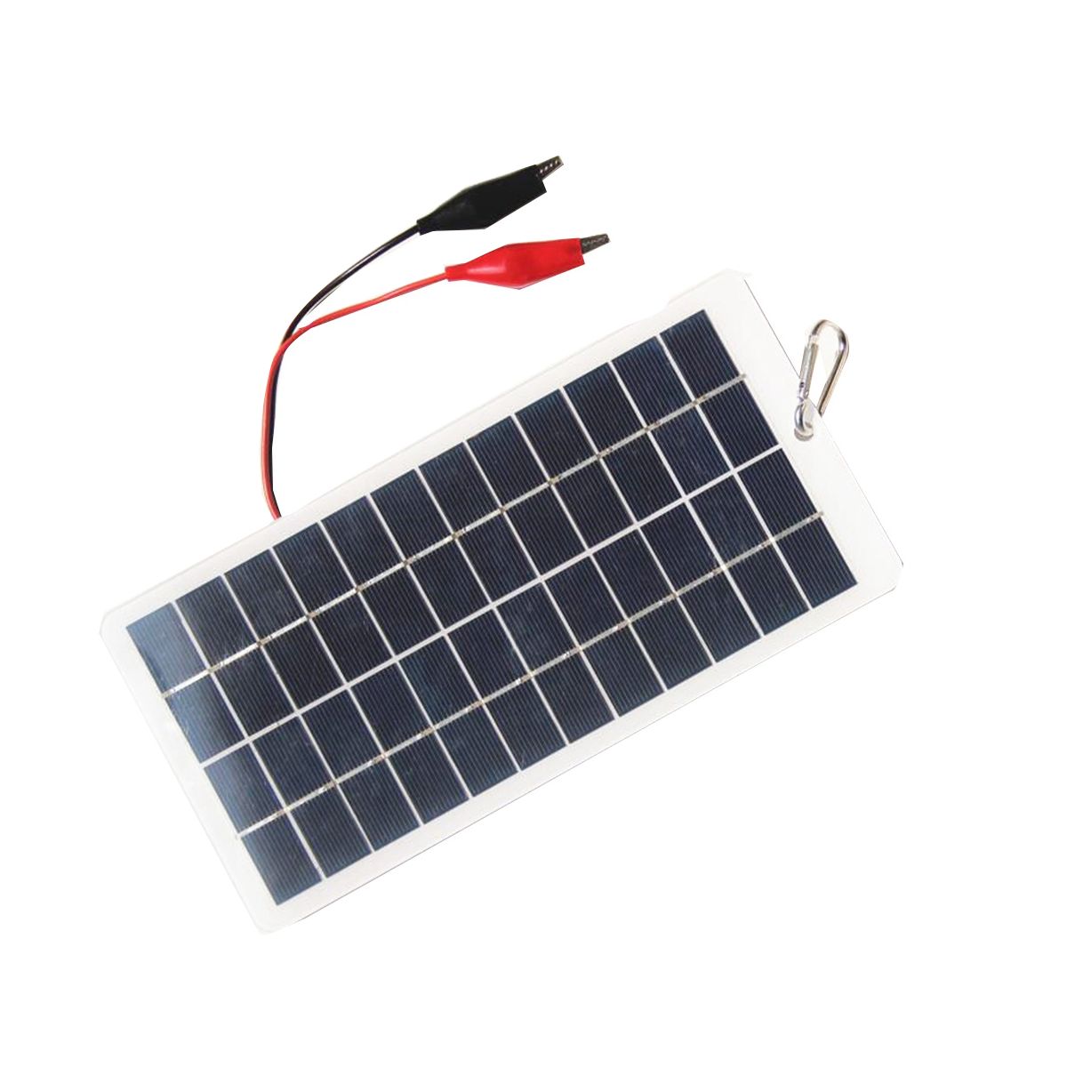 5W 12V Polysilicon Solar Panel Outdoor Portable Waterproof Charging Panel with Clips Can Charge 9-12V Battery