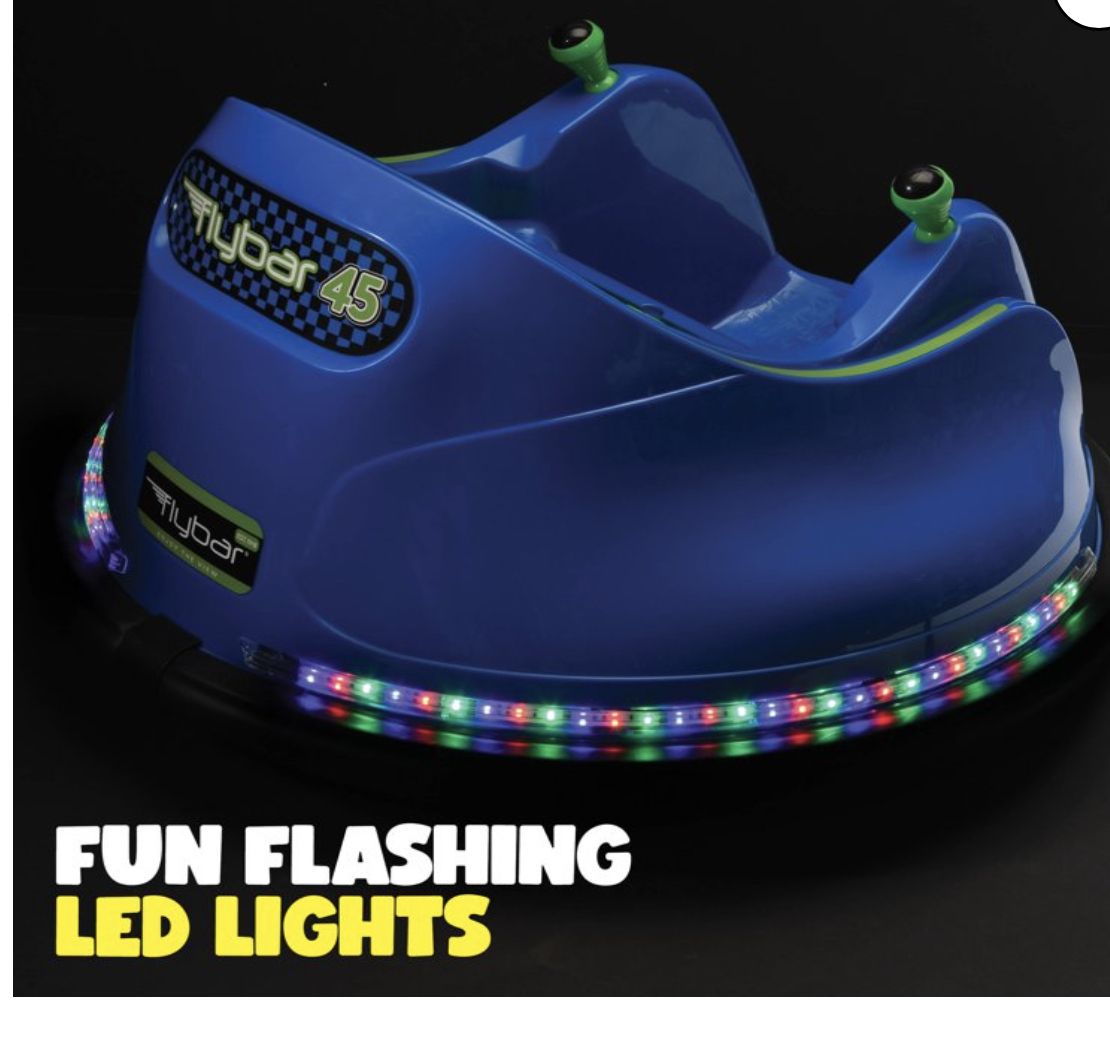 6 Volt Battery Powered Bumper Car Blue With LED Lights; Battery And Charger Included